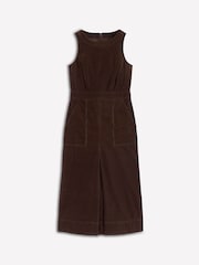 Boden Brown Ula Box Pleat Cord Midi Dress - Image 6 of 6