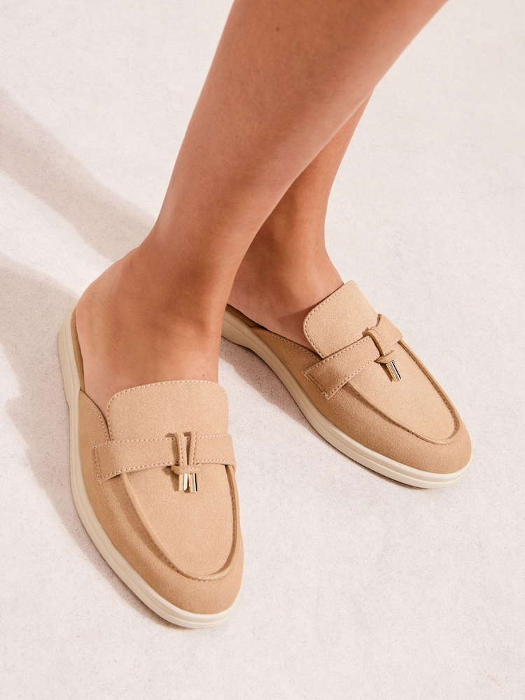 Friends Like These Camel Standard Fit Tassle Trim White Outsole Smart Mule Loafers - Image 1 of 5