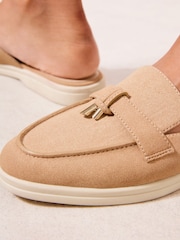 Friends Like These Camel Standard Fit Tassle Trim White Outsole Smart Mule Loafers - Image 2 of 5