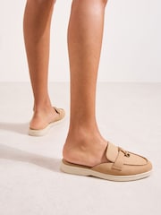 Friends Like These Camel Wide Fit Tassle Trim White Outsole Smart Mule Loafers - Image 4 of 5