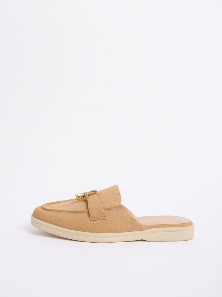 Friends Like These Camel Wide Fit Tassle Trim White Outsole Smart Mule Loafers - Image 5 of 5