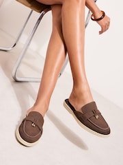 Friends Like These Chocolate Brown Standard Fit Tassle Trim White Outsole Smart Mule Loafers - Image 1 of 5