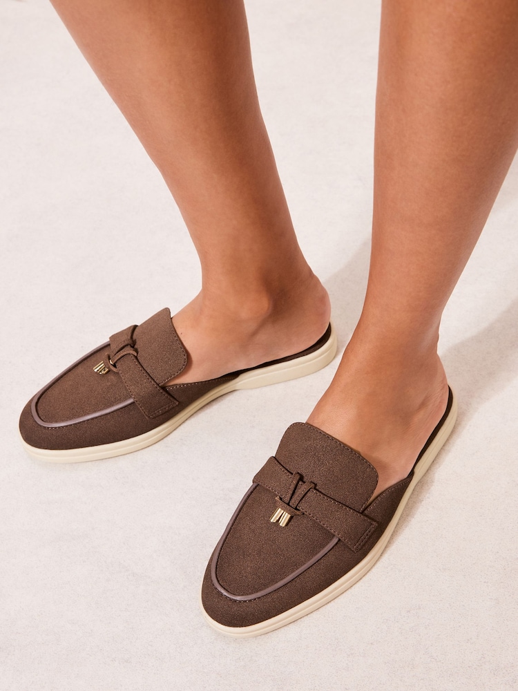 Maro Ciocolată - Friends Like These Tassle Trim White Outsole Smart Mule Loafers - Imaginea 4 din 4