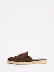 Friends Like These Chocolate Brown Standard Fit Tassle Trim White Outsole Smart Mule Loafers - Image 5 of 5