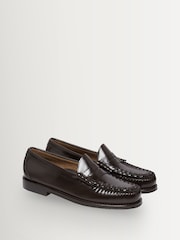 G.H.Bass Brown Weejun Leather Weave Detail Loafers - Image 2 of 6