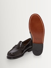 G.H.Bass Brown Weejun Leather Weave Detail Loafers - Image 5 of 6