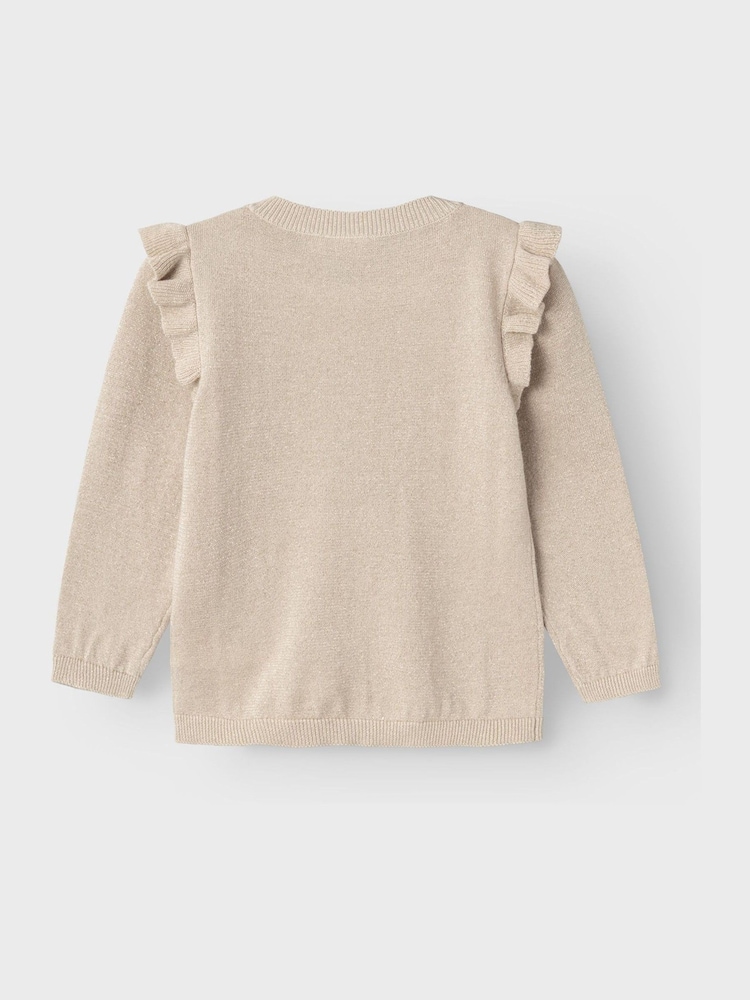 Name It White Frill Shoulder Button Down Knit Cardigan - Image 3 of 3 Name It White Frill Shoulder Button Down Knit Cardigan - Image 3 of 3