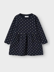 Name It Blue Sweat Long Sleeve Polkadot Dress - Image 3 of 4