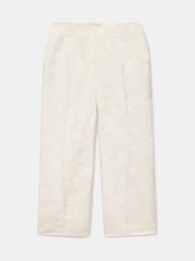Mint Velvet Cream Jacquard Slim Trousers - صورة 6 من 7