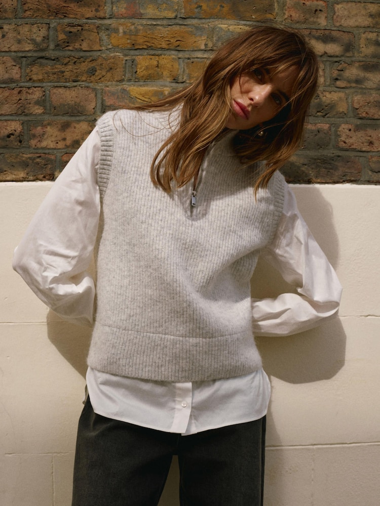 Mint Velvet Grey Knit Layered Jumper - Image 1 of 7