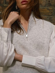 Mint Velvet Grey Knit Layered Jumper - Image 3 of 7