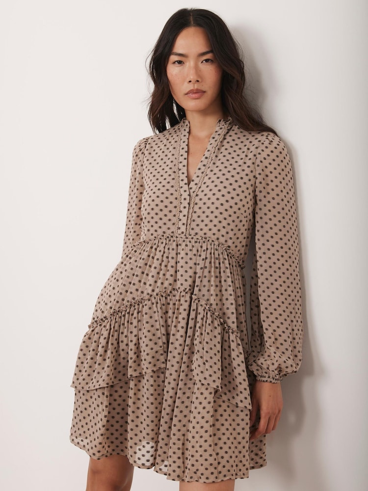 Mint Velvet Natural Jacquard Mini Dress - Image 1 of 7
