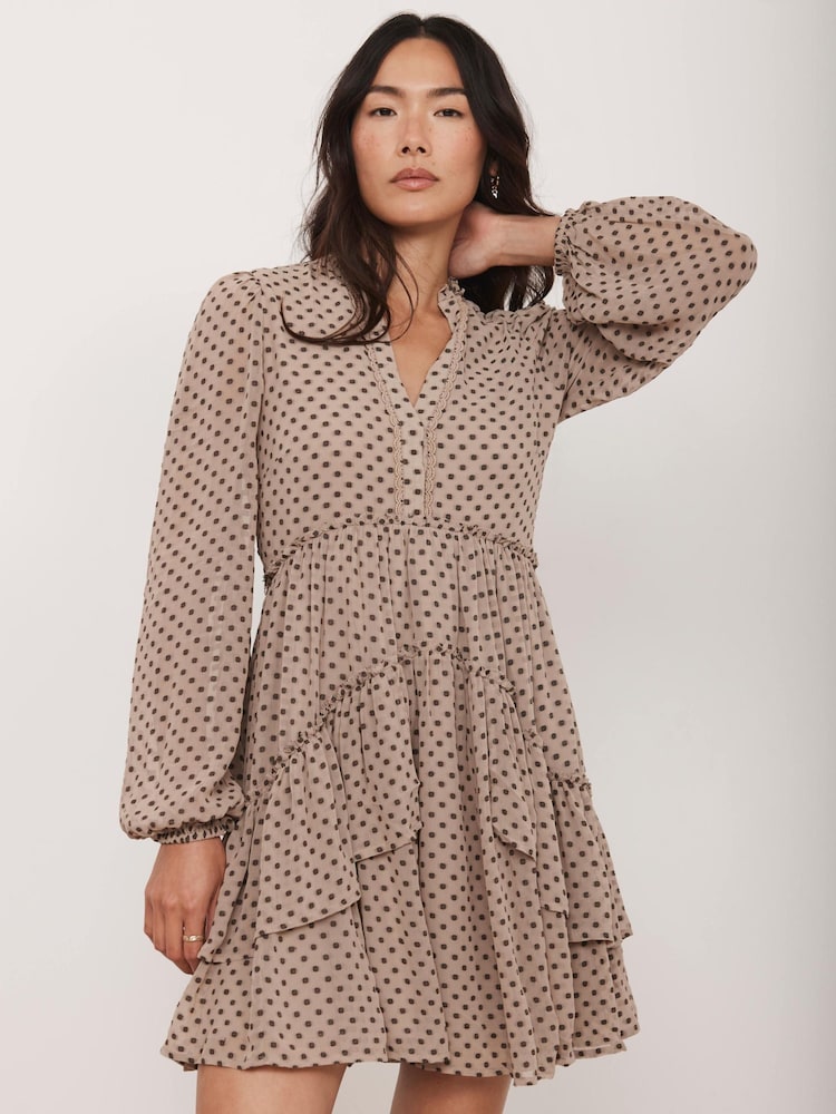 Mint Velvet Natural Jacquard Mini Dress - Image 2 of 7