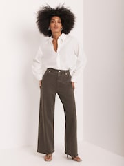 Mint Velvet Green Khaki Wide Leg Jeans - Image 2 of 8