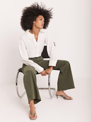 Mint Velvet Green Khaki Wide Leg Jeans - Image 5 of 8
