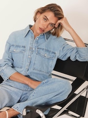 Mint Velvet Blue Light Indigo Denim Shirt - Image 1 of 6