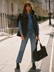Mint Velvet Black Quilted Oversized Gilet - Image 1 of 8