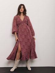 Mint Velvet Red Floral Print Maxi Dress - Image 3 of 8