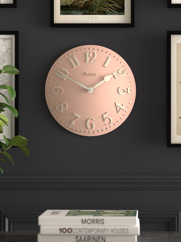 Jones Clocks Rose Pink Betty Convex Wall Clock 30cm - Image 1 of 4 Jones Clocks Rose Pink Betty Convex Wall Clock 30cm - Image 1 of 4