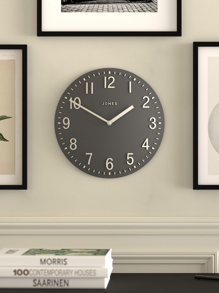 Jones Clocks Blizzard Grey Chilli Convex Wall Clock 30cm - Image 1 of 4 Jones Clocks Blizzard Grey Chilli Convex Wall Clock 30cm - Image 1 of 4