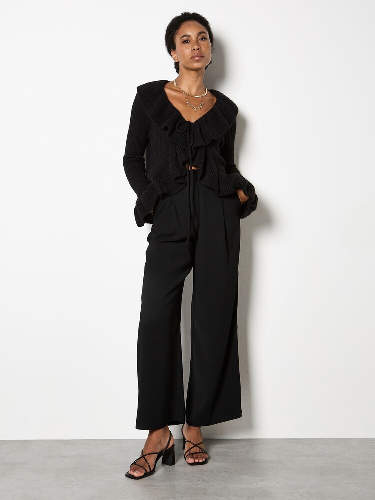 Apricot Black Ruffle Front Cardigan - Image 1 of 4