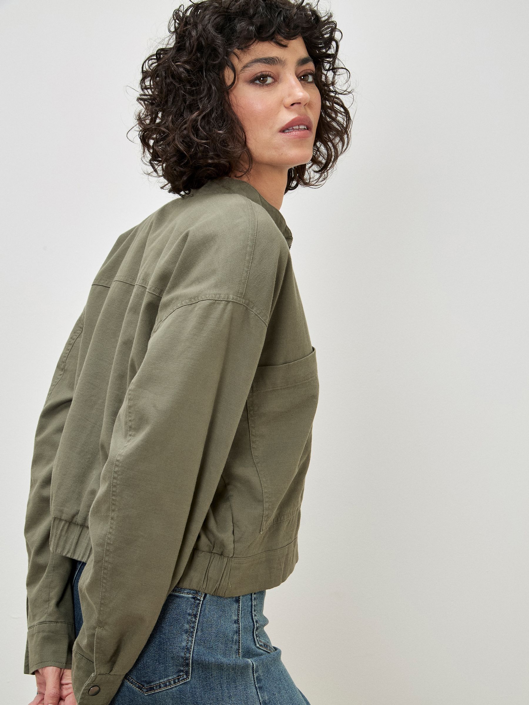 Buy Apricot Green Denim Bomber Jacket from the Next UK online shop