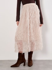 Apricot Cream Wavy Tulle Midi Skirt - Image 3 of 4