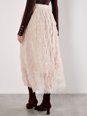 Apricot Cream Wavy Tulle Midi Skirt - Image 4 of 4