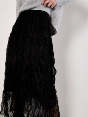 Apricot Black Wavy Tulle Midi Skirt - Image 3 of 4