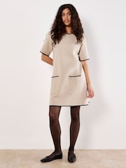 Apricot Natural 2 Pockets Contrast Tipping Knit Dress - Image 2 of 5