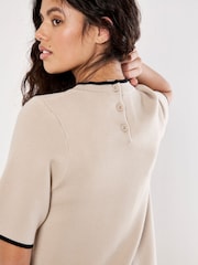 Apricot Natural 2 Pockets Contrast Tipping Knit Dress - Image 5 of 5