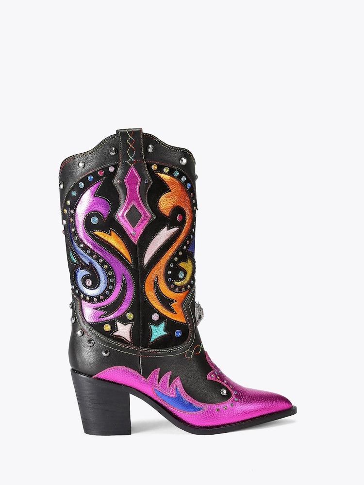 Kurt Geiger London Kensington Cowboy Black Boots - Image 1 of 4 Kurt Geiger London Kensington Cowboy Black Boots - Image 1 of 4