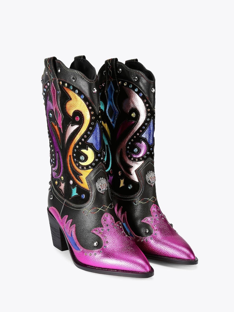 Kurt Geiger London Kensington Cowboy Black Boots - Image 2 of 4 Kurt Geiger London Kensington Cowboy Black Boots - Image 2 of 4