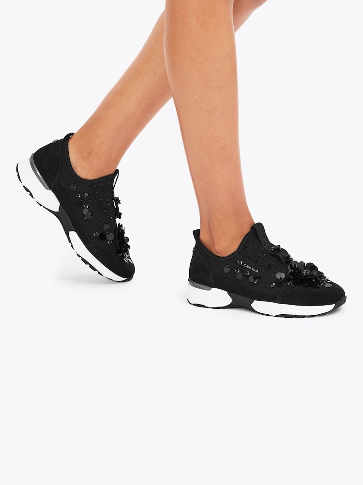 Carvela Black Flower Trainers - Image 1 of 5