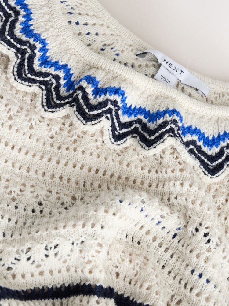 White Cotton Scoop Neck Frill Knit Vest - Image 2 of 3 White Cotton Scoop Neck Frill Knit Vest - Image 2 of 3