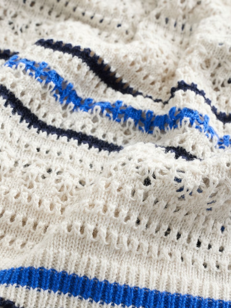 White Cotton Scoop Neck Frill Knit Vest - Image 8 of 8