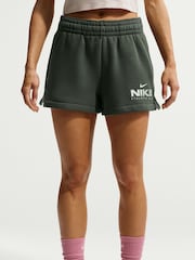 Nike Khaki Green Fleece Shorts - Image 1 of 5