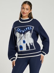 South Beach Blue Les Alpes Jaquard Knit Jumper - Image 1 of 5