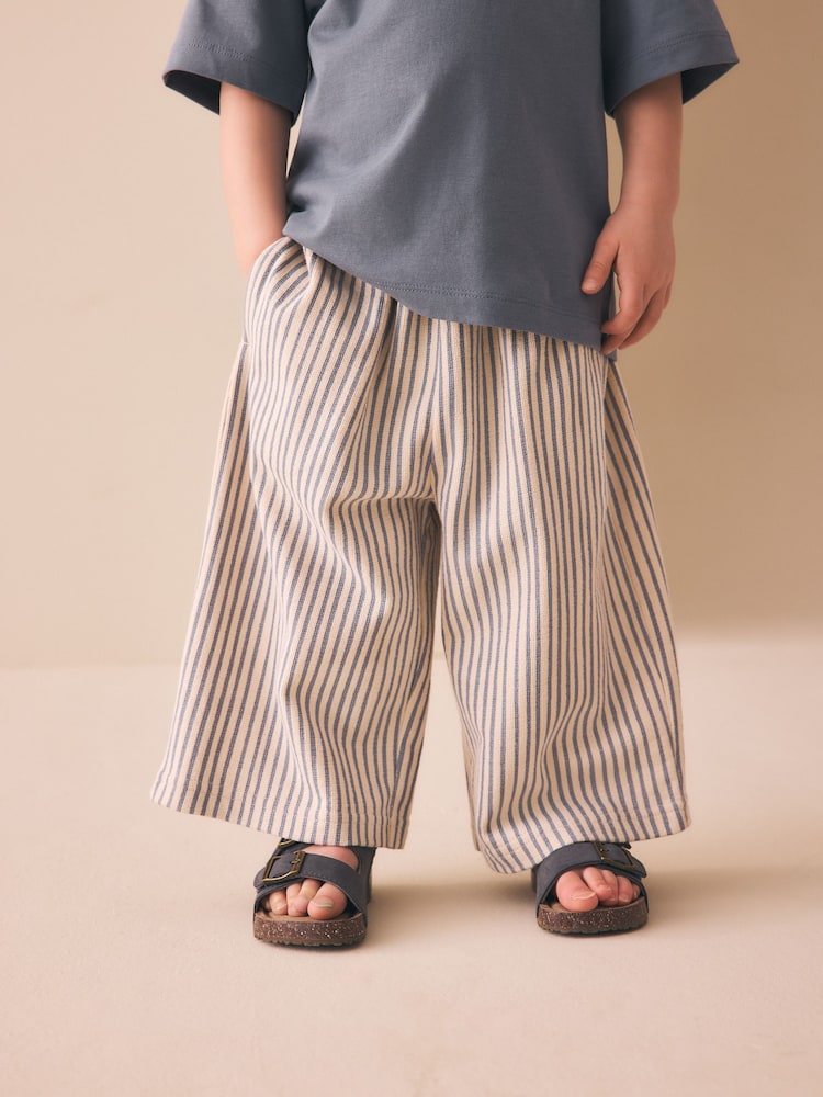 Blue/Ecru Stripe Textured Lightweight Joggers (3mths-7yrs) - Image 1 of 4