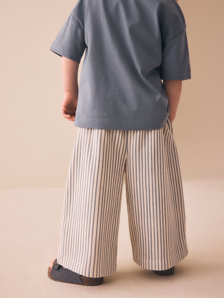 Blue/Ecru Stripe Textured Lightweight Joggers (3mths-7yrs) - Image 2 of 4