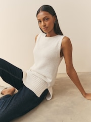 Nothing Ordinary Cream Sleeveless Textured Knitted Cotton Rich Vest - Image 1 of 5