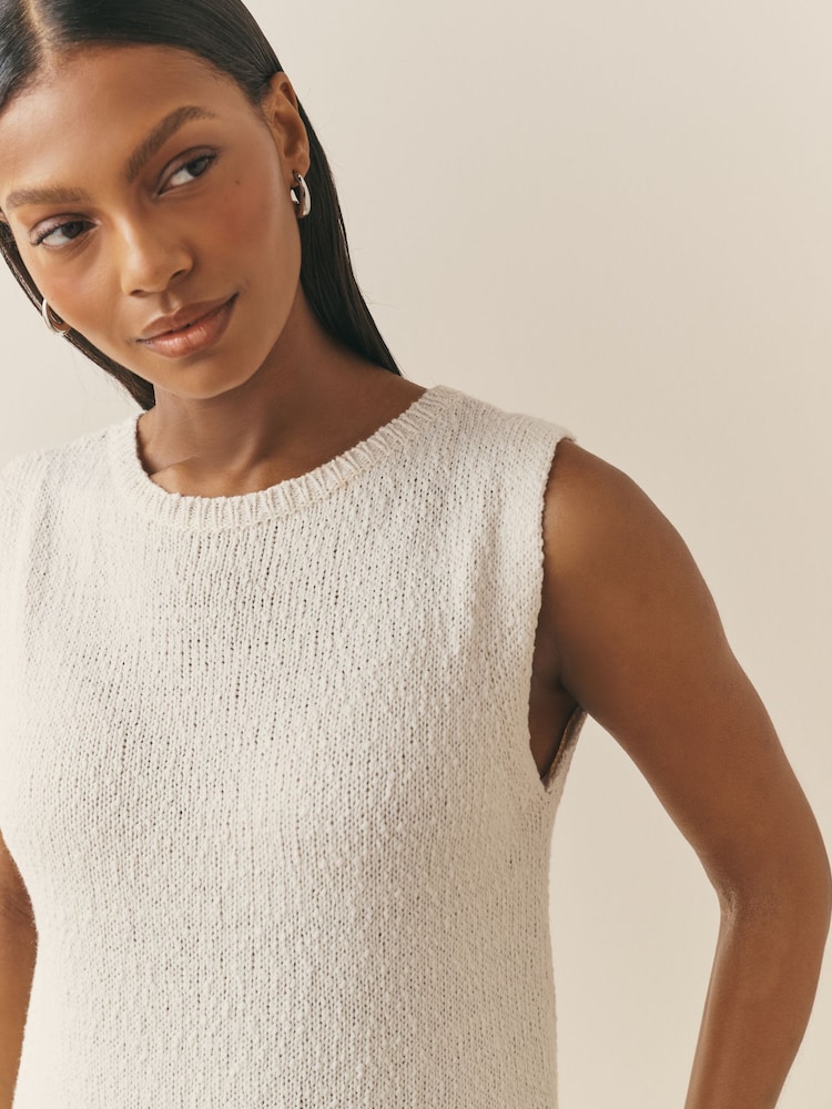 Nothing Ordinary Cream Sleeveless Textured Knitted Cotton Rich Vest - Image 5 of 5