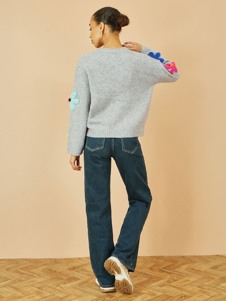 Yumi Knitted Flower Appliqué Cardigan - Bild 5 von 5