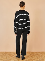 Yumi Black Heart Knit Relaxed Jumper - Image 3 of 4