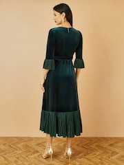 Yumi Velvet Wrap Midi Dress With Contrast Hemline - Imagem 5 de 5