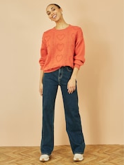 Yumi Orange Heart Knit Relaxed Jumper - Image 2 of 6