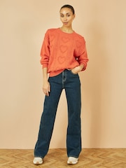 Yumi Orange Heart Knit Relaxed Jumper - Image 4 of 6