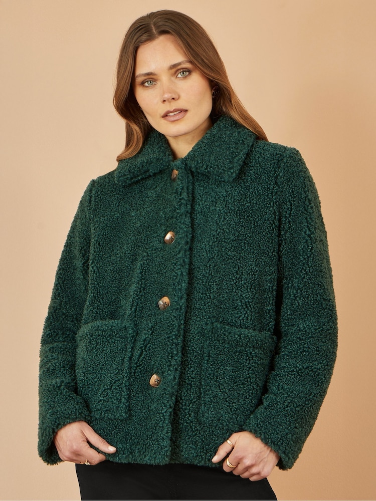 zelena - Yumi Short Teddy Bear Jacket - Slika 1 iz 5
