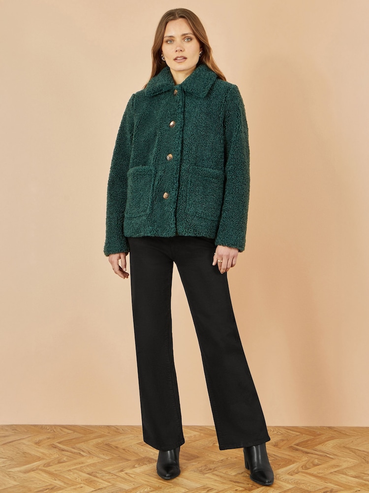 zelena - Yumi Short Teddy Bear Jacket - Slika 2 iz 5