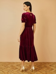 Yumi Red Velvet Midi Dress - Image 4 of 5